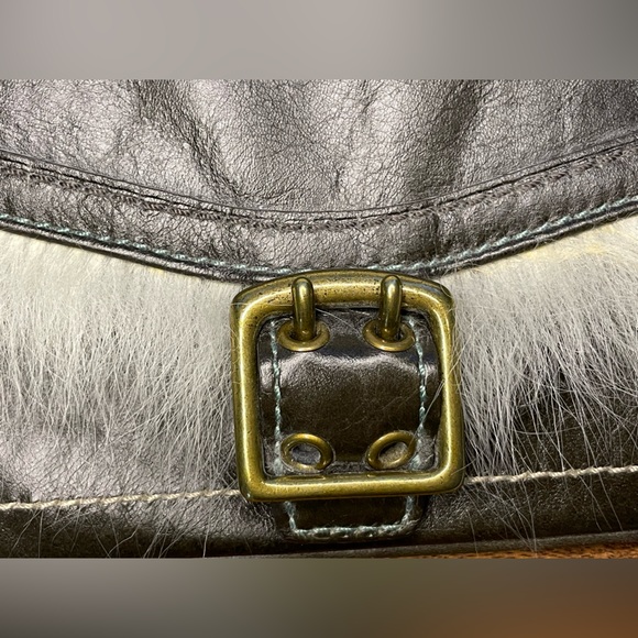 COACH Brown Leather & Shearling SOHO Wristlet